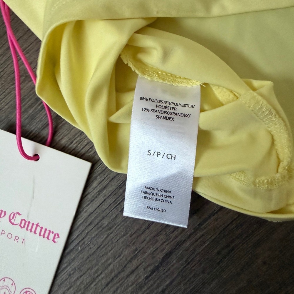 Juicy Couture Sport Cherry Baby Tee Ringer Crop Top Lemonade Yellow Size S NWT - Picture 7 of 8